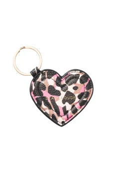 Women Scamp & Dude Neutral with Pink and Black Leopard Heart Keyring