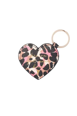 Women Scamp & Dude Neutral with Pink and Black Leopard Heart Keyring