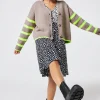 Women Scamp & Dude Oatmeal and Neon Yellow Stripe Cardigan