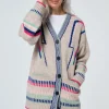 Women Scamp & Dude Oatmeal with Rainbow Statement Bolt Longline Cardigan