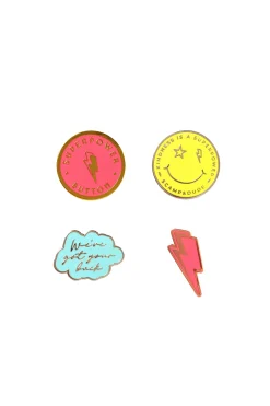 Women Scamp & Dude Pack of 4 Pin Badges