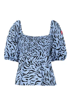Women Scamp & Dude Pale Blue with Black Zebra Shirred Top