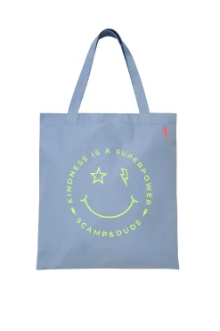 Women Scamp & Dude Pale Blue with Neon Yellow Smiley Tote Bag