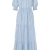 Women Scamp & Dude Pale Blue with Rainbow Lurex Tie Front Maxi Dress