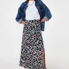 Women Scamp & Dude Pale Khaki with Rainbow Shadow Leopard Split Front Skirt