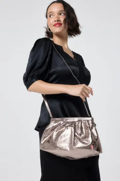 Women Scamp & Dude Pewter Metallic Clutch Bag