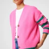 Women Scamp & Dude Pink and Green Stripe Cardigan