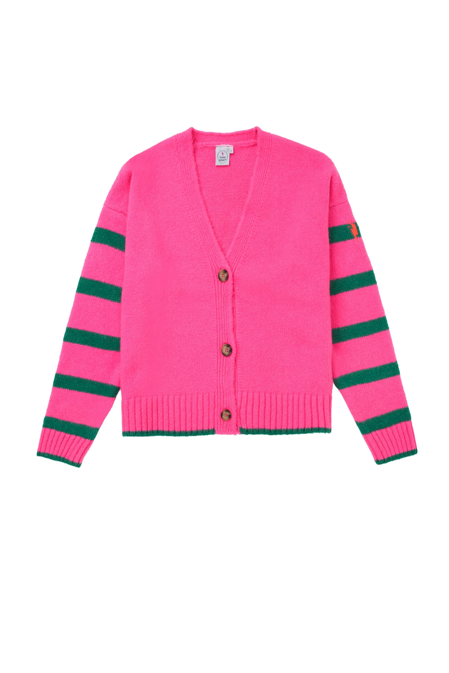 Women Scamp & Dude Pink and Green Stripe Cardigan