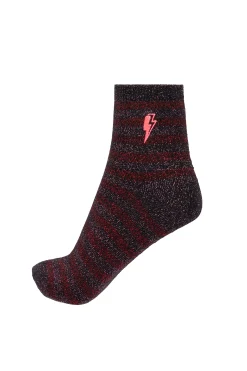 Women Scamp & Dude Pink and Red Stripe Lurex Socks