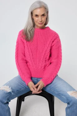 Women Scamp & Dude Pink Cable Knit Jumper