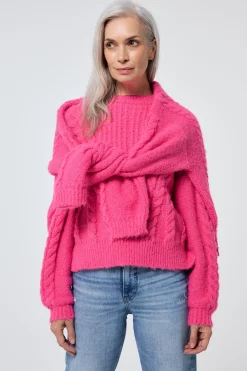Women Scamp & Dude Pink Cable Knit Jumper