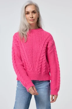 Women Scamp & Dude Pink Cable Knit Jumper