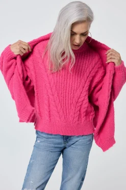 Women Scamp & Dude Pink Cable Knit Jumper