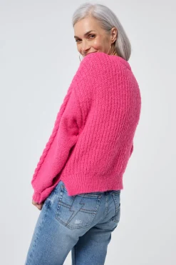 Women Scamp & Dude Pink Cable Knit Jumper