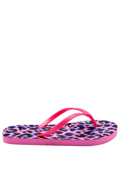 Women Scamp & Dude Pink with Blue & Black Leopard Flip Flops