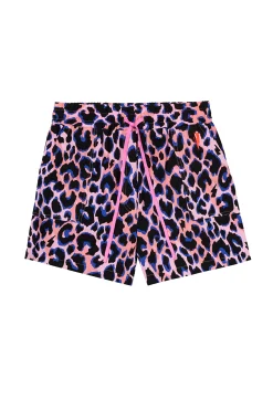 Women Scamp & Dude Pink with Blue and Black Shadow Leopard Floaty Shorts