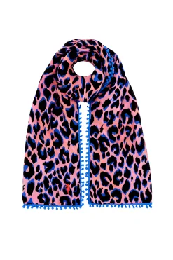 Women Scamp & Dude Pink with Blue and Black Shadow Leopard Charity Super Scarf