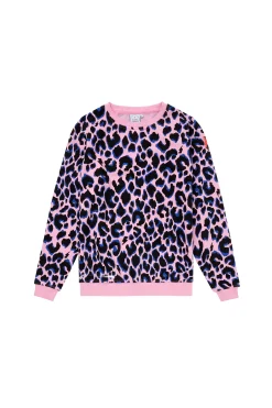 Women Scamp & Dude Pink with Blue and Black Shadow Leopard Classic Sweatshirt