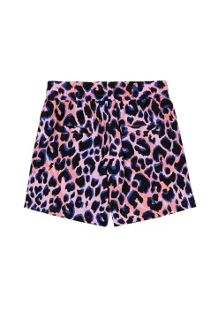 Women Scamp & Dude Pink with Blue and Black Shadow Leopard Floaty Shorts