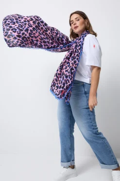 Women Scamp & Dude Pink with Blue and Black Shadow Leopard Charity Super Scarf