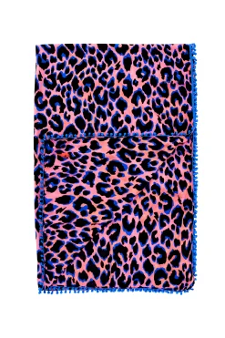 Women Scamp & Dude Pink with Blue and Black Shadow Leopard Charity Super Scarf
