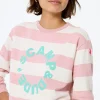 Women Scamp & Dude Pink with Cream Stripe and Logo Oversized Sweatshirt