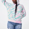 Women Scamp & Dude Pink with Green Tiger Print Relaxed Hoodie