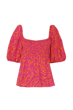 Women Scamp & Dude Pink with Orange Zebra Shirred Top