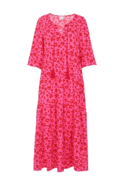 Women Scamp & Dude Pink with Red Leopard Maxi Sundress