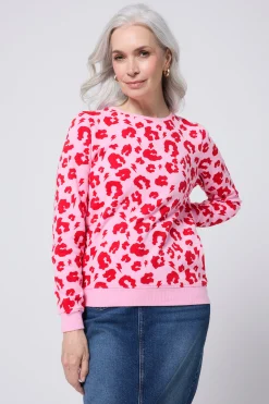 Women Scamp & Dude Pink with Red Leopard Sweatshirt