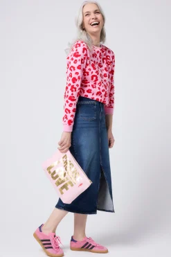 Women Scamp & Dude Pink with Red Leopard Sweatshirt