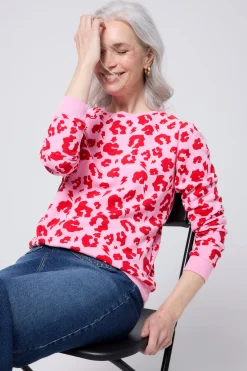 Women Scamp & Dude Pink with Red Leopard Sweatshirt
