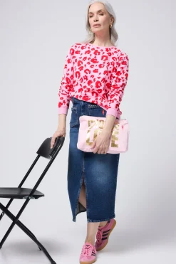 Women Scamp & Dude Pink with Red Leopard Sweatshirt