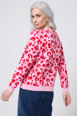Women Scamp & Dude Pink with Red Leopard Sweatshirt