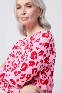 Women Scamp & Dude Pink with Red Leopard Sweatshirt