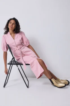 Women Scamp & Dude Pink Zip Detail Denim Dress