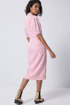 Women Scamp & Dude Pink Zip Detail Denim Dress