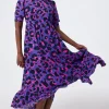 Women Scamp & Dude Purple with Pink and Black Snow Leopard Maxi Dress