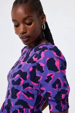 Women Scamp & Dude Purple with Pink and Black Snow Leopard Maxi Dress