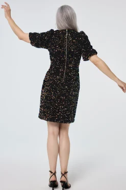 Women Scamp & Dude Rainbow Sequin Puff Sleeve Short Dress