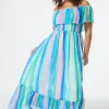Women Scamp & Dude Rainbow Stripe Bardot Maxi Dress