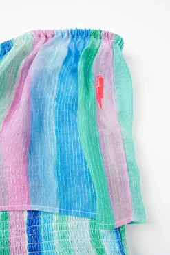 Women Scamp & Dude Rainbow Stripe Bardot Maxi Dress