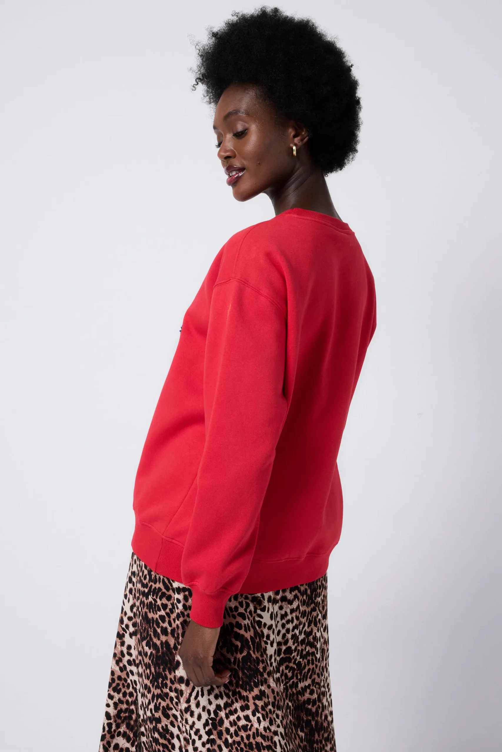 Women Scamp & Dude Red Varsity Scamp & Dude Oversized Sweatshirt