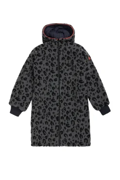 Women Scamp & Dude Reversible Quilted Navy Lightning Bolt and Grey with Black Leopard Borg Coat