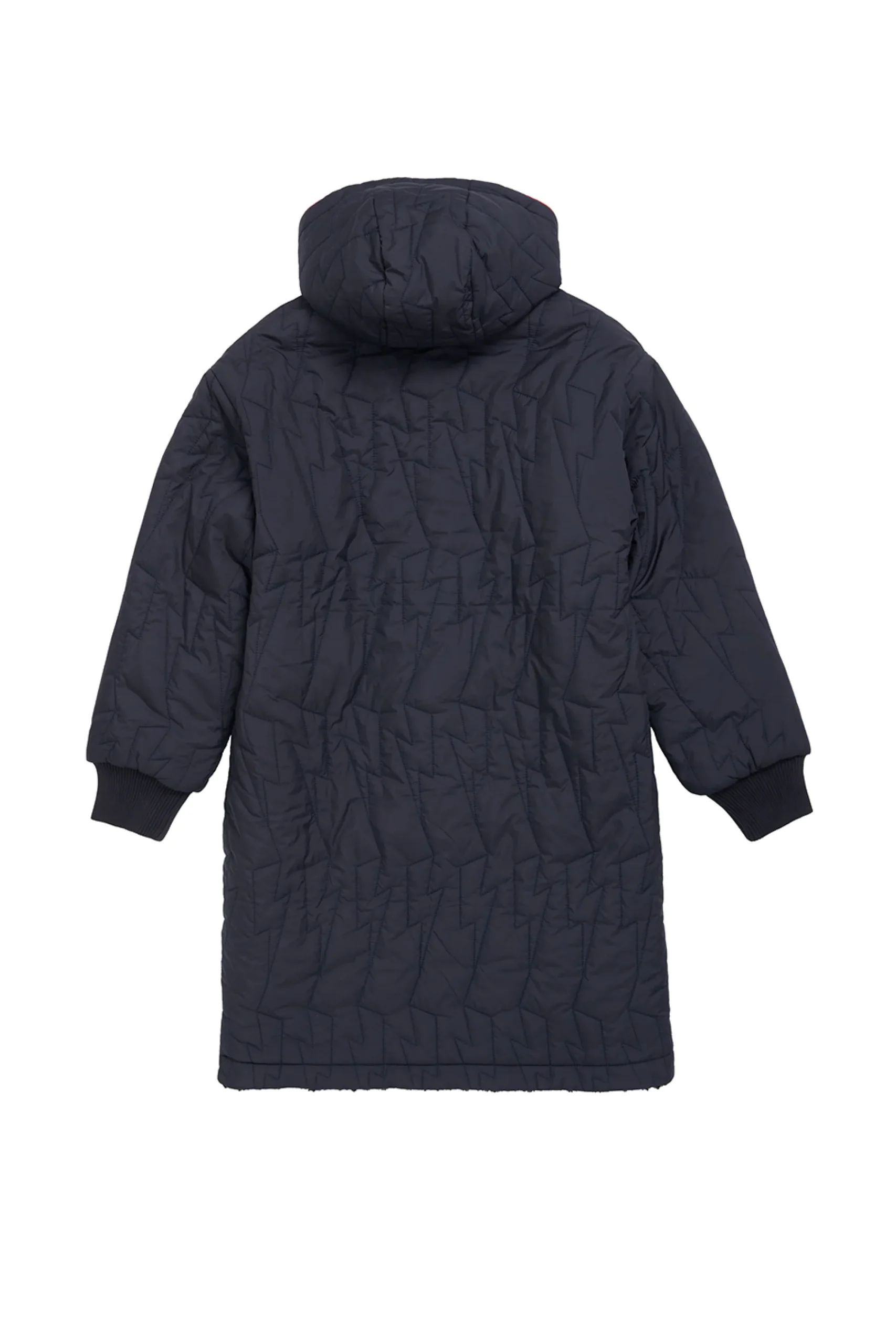 Women Scamp & Dude Reversible Quilted Navy Lightning Bolt and Grey with Black Leopard Borg Coat