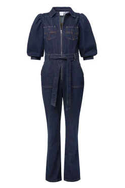 Women Scamp & Dude Rinse Wash Denim Flared Leg Jumpsuit