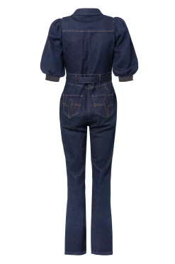 Women Scamp & Dude Rinse Wash Denim Flared Leg Jumpsuit