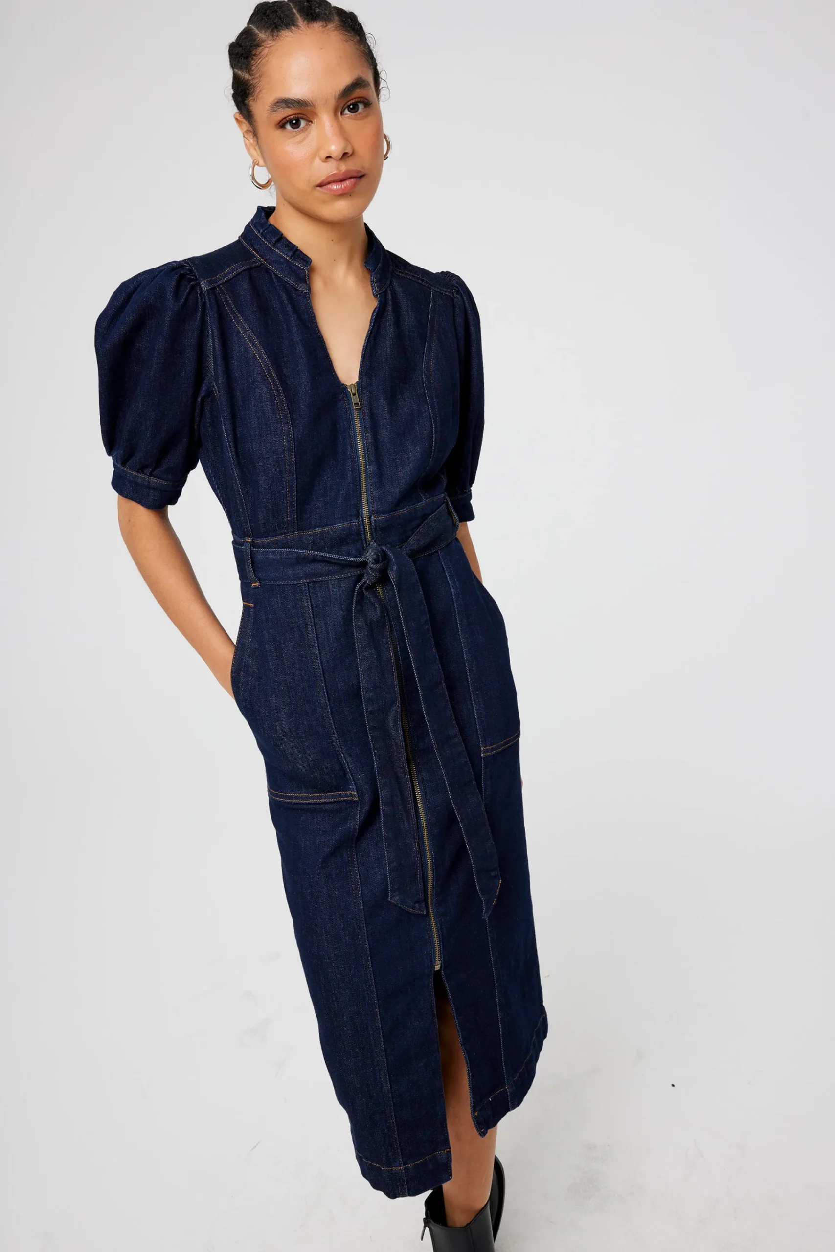 Women Scamp & Dude Rinse Wash Zip Detail Denim Dress
