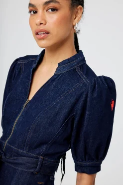 Women Scamp & Dude Rinse Wash Zip Detail Denim Dress