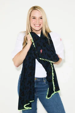 Women Scamp & Dude Scamp & Dude x Nicky Newman Navy with Black Leopard Charity Super Scarf